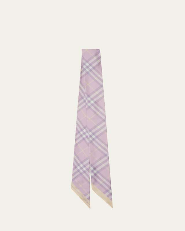 Check-Print Skinny Scarf